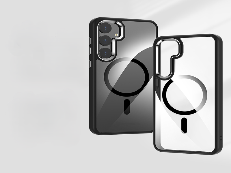 S25 Metal camera with magnet King Shield Hybrid 2 in 1 clear phone case-Green case-HZY0009-JDCXSX