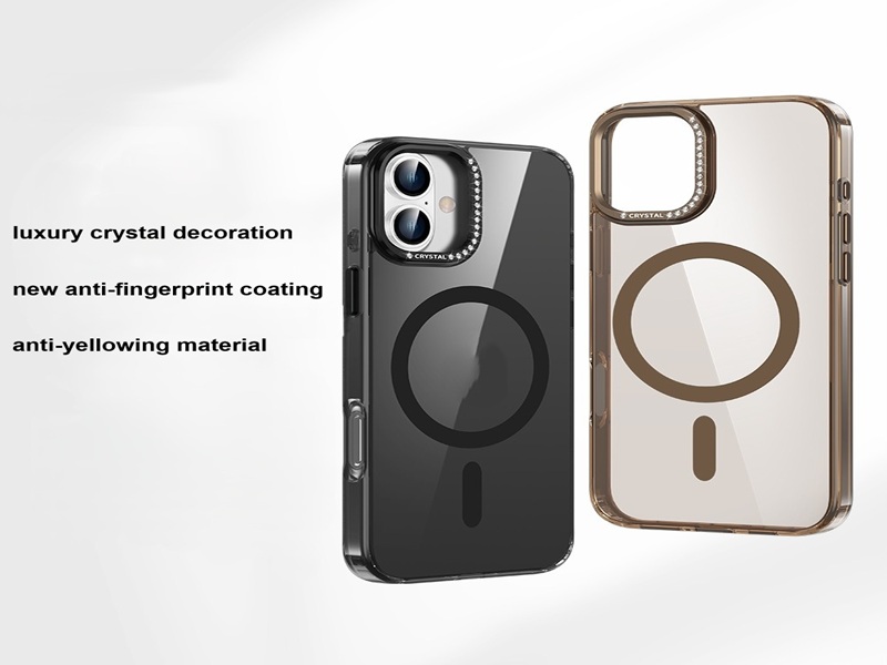 Crystal camera with magnet Hybrid 2 in 1 clear phone case-Green case-HZY0006-SZCX