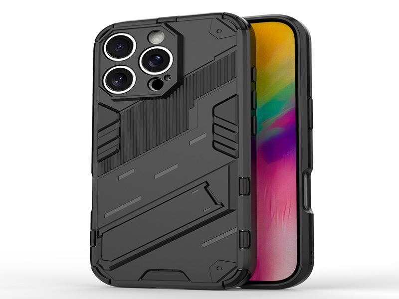 Metal stand punk phone case hybrid 2 in 1-Green case-XD0003-PK