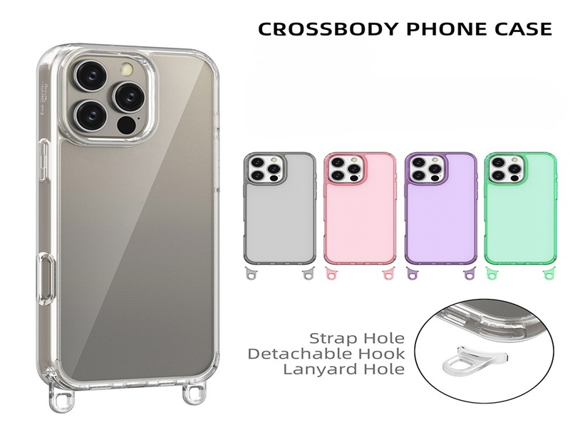 Patent Crossbody hybrid 2 in 1 transparent phone case-Green case-BDS0008-PKQ