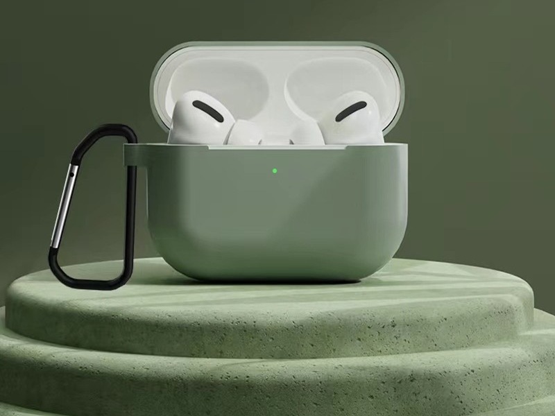 Silicone airpod case with hook hole-Green case-WDEJ0002
