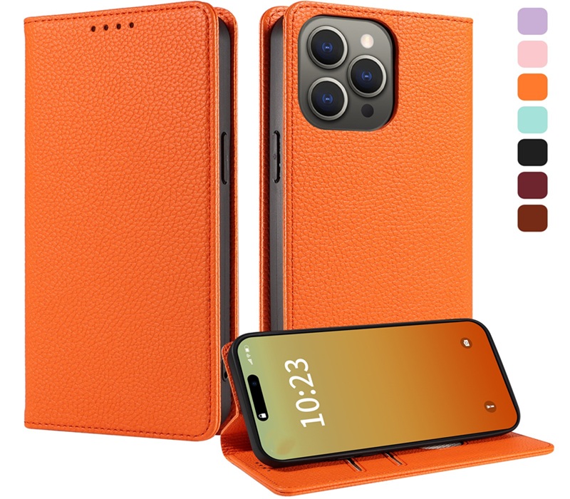 Lychee PU Leather Folio phone case-Green case-WDSJ0004