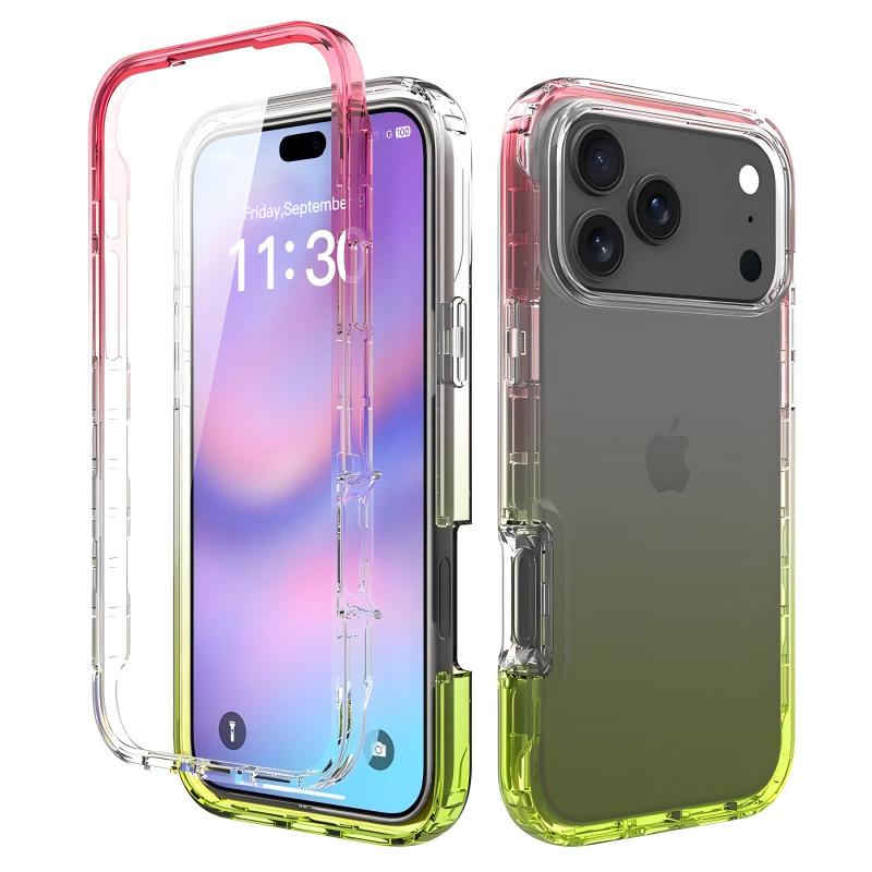 2 in 1 screen protect phone case with gradient dyeing borders-Green case-SF0010-GT2H101